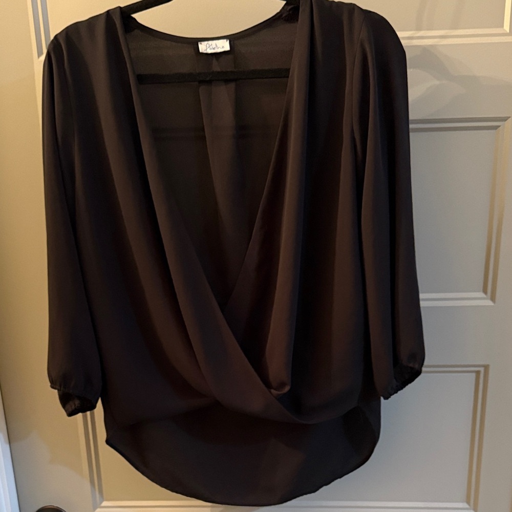 Abbeline Black Draped Blouse